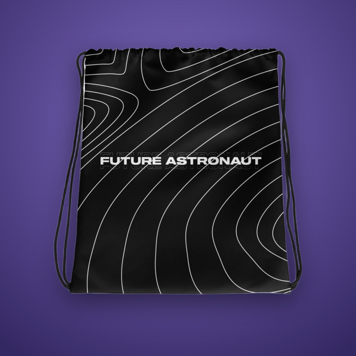 Drawstring Bag on Future Astronaut branded background