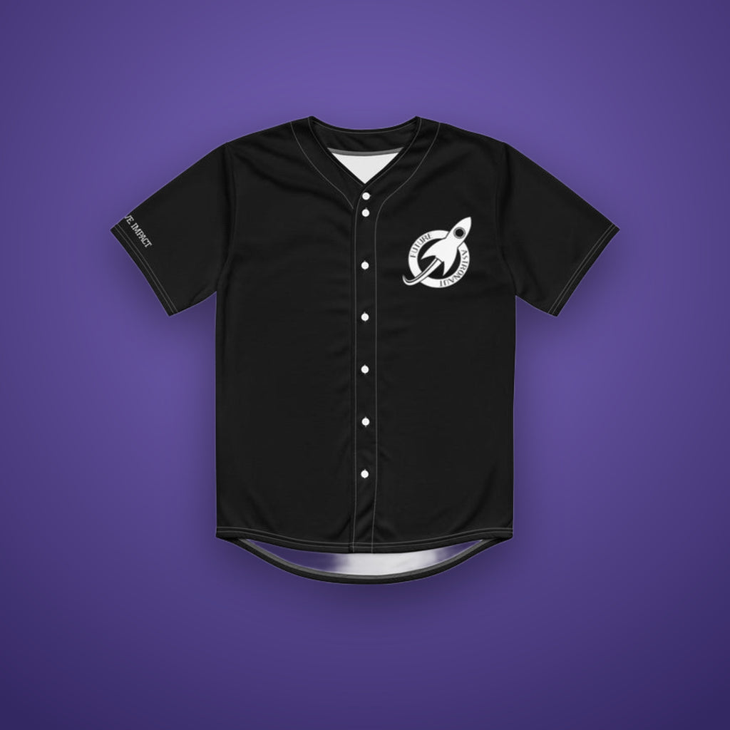 Baseball Jersey Black on Future Astronaut branded background