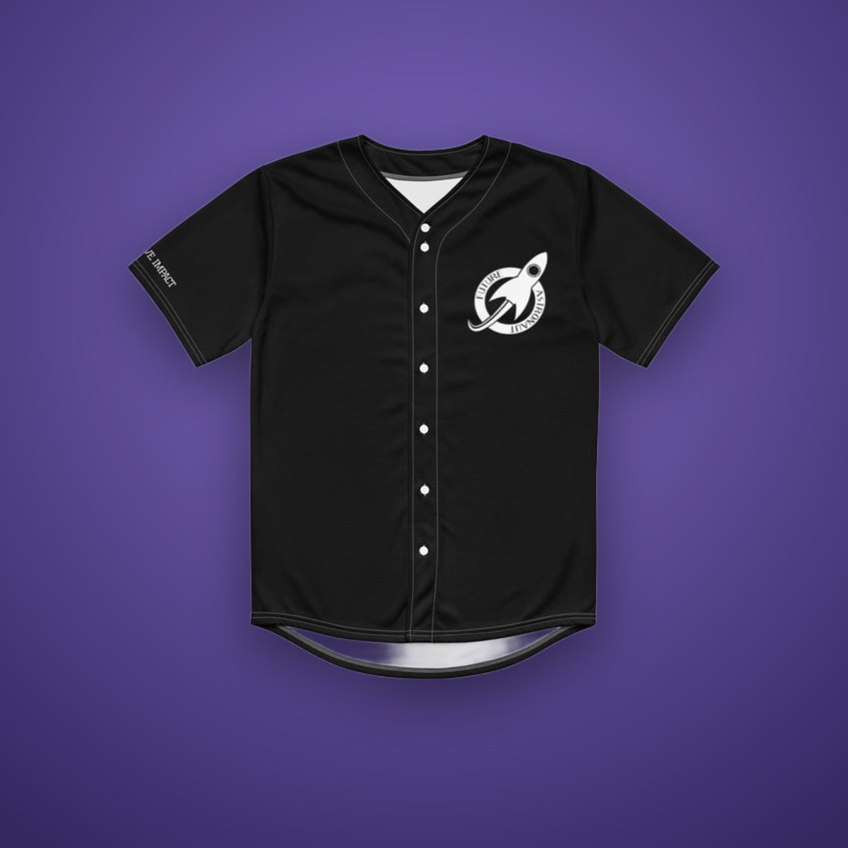 Baseball Jersey Black on Future Astronaut branded background