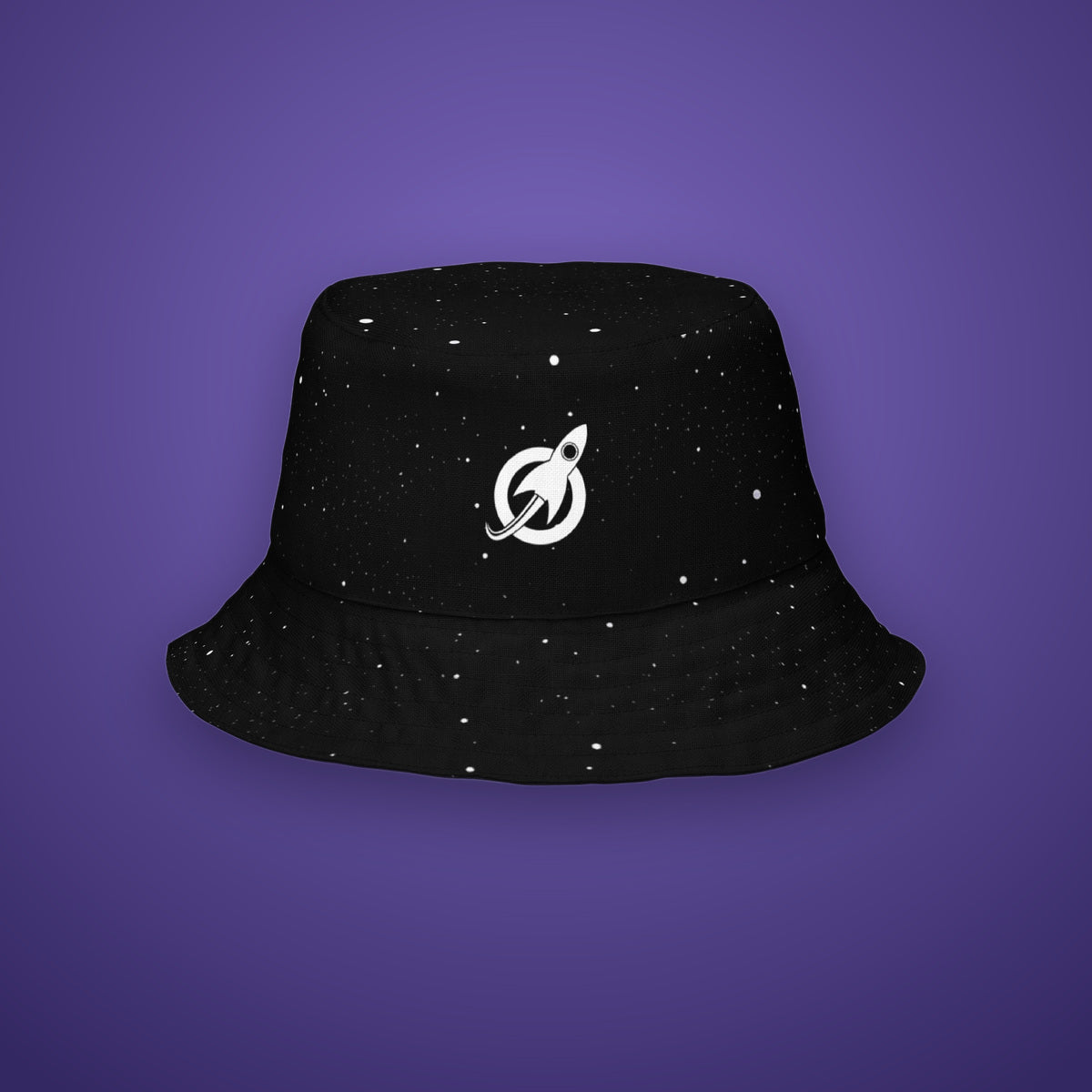 Reversible Bucket Hat in the starfield print with the Future Astronaut rocket mark