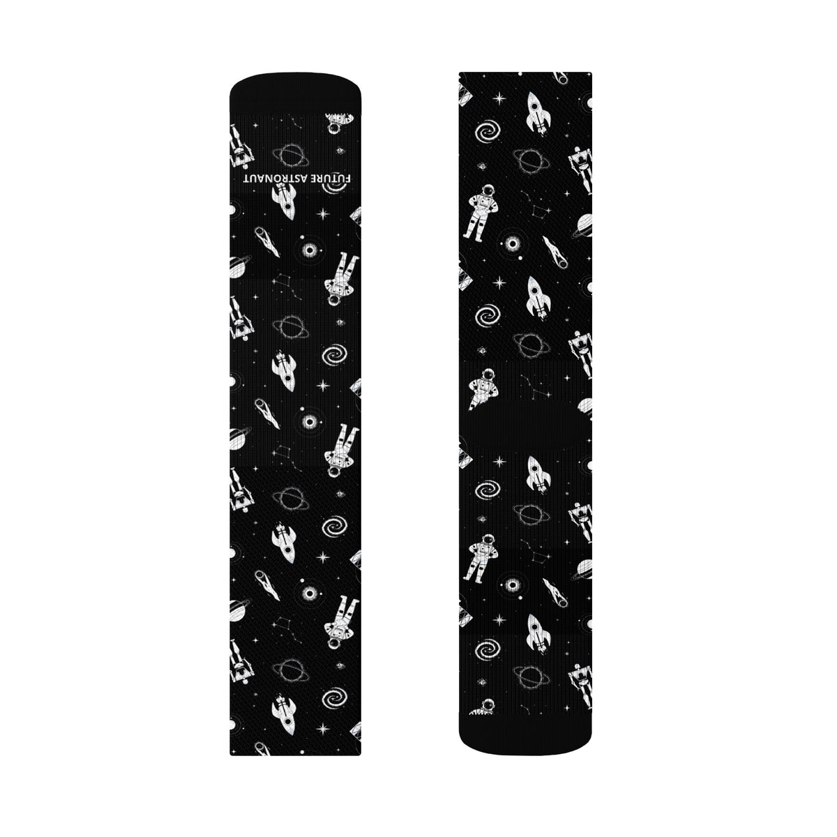 Astronaut Crew Socks, size L, right sock front and back