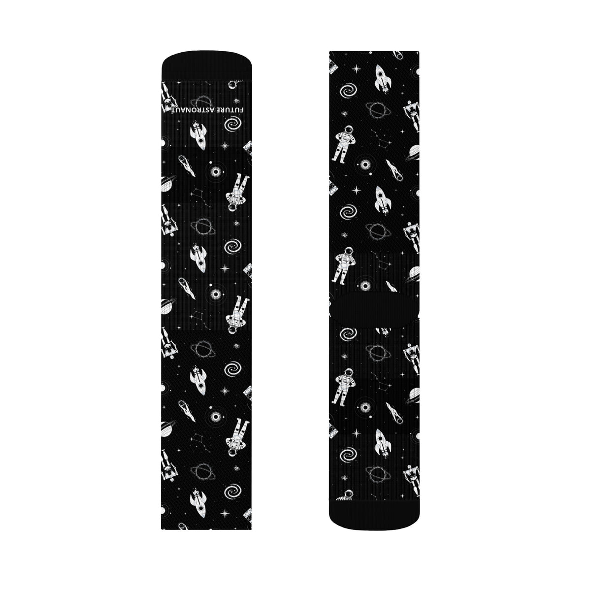 Astronaut Crew Socks, size M, right sock front and back