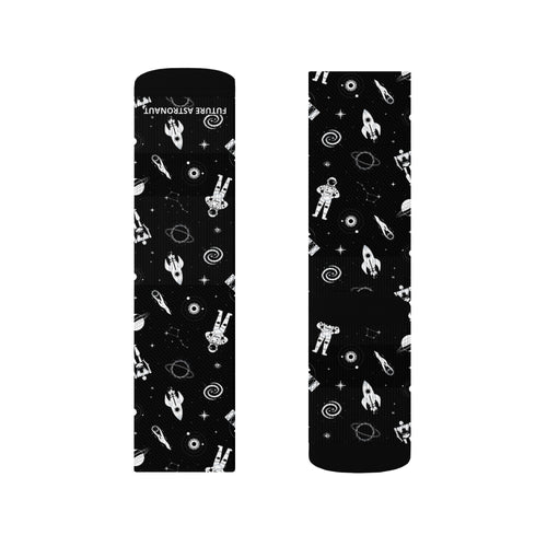 Astronaut Crew Socks, size S, left sock front and back
