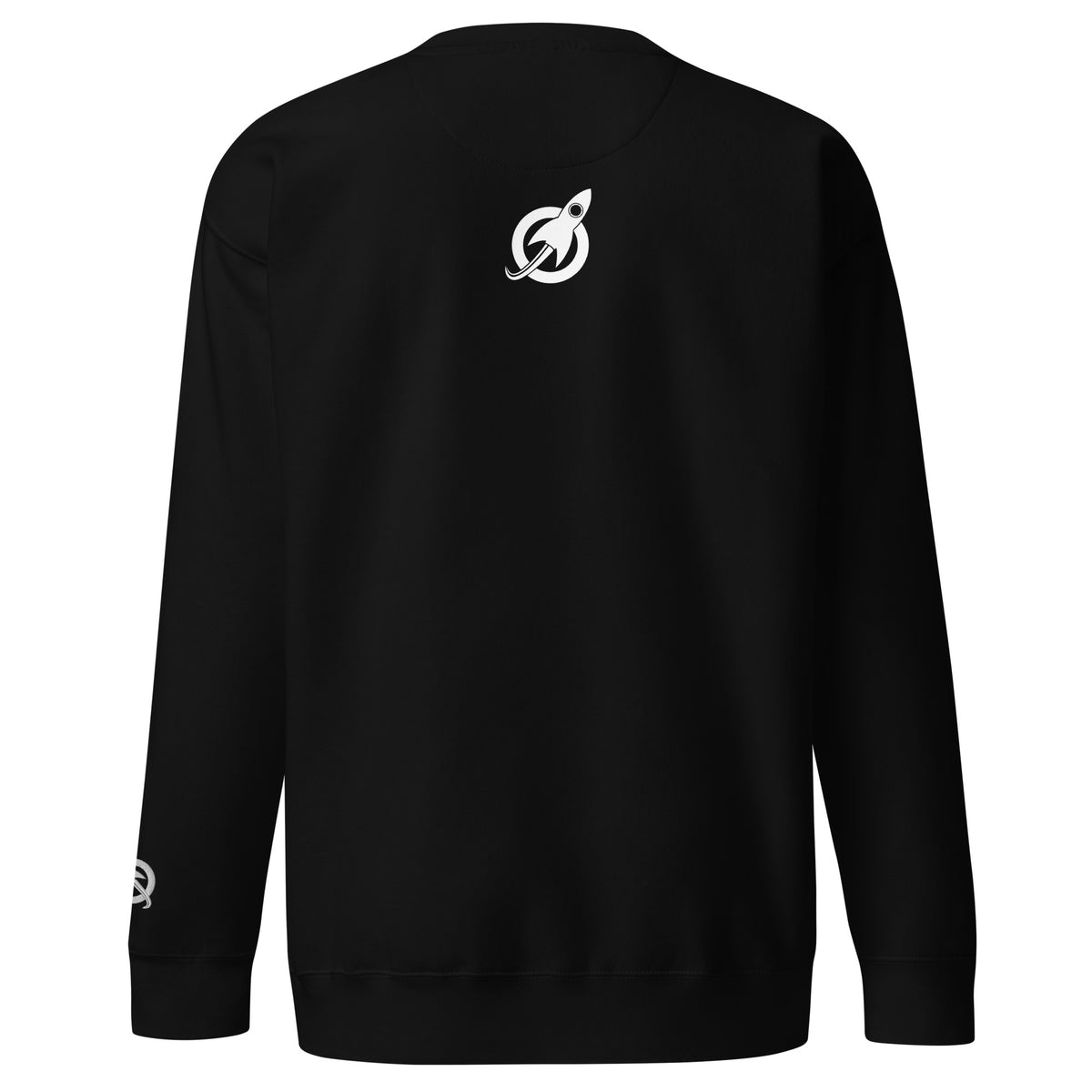 Future Astronaut Crewneck in black, back view, rocket mark between the shoulders