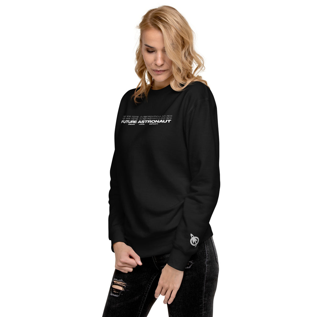 Future Astronaut Crewneck in black, left front view