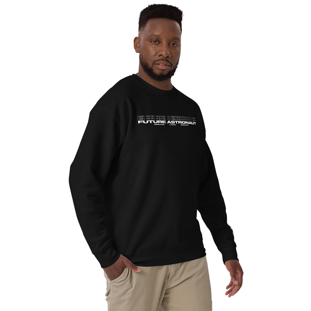 Future Astronaut Crewneck in black, right front view