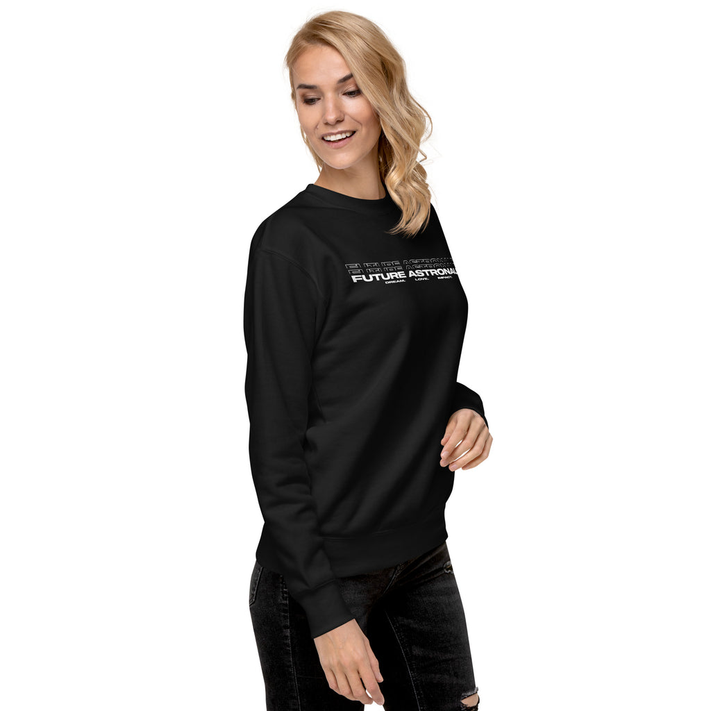 Future Astronaut Crewneck in black, right front view