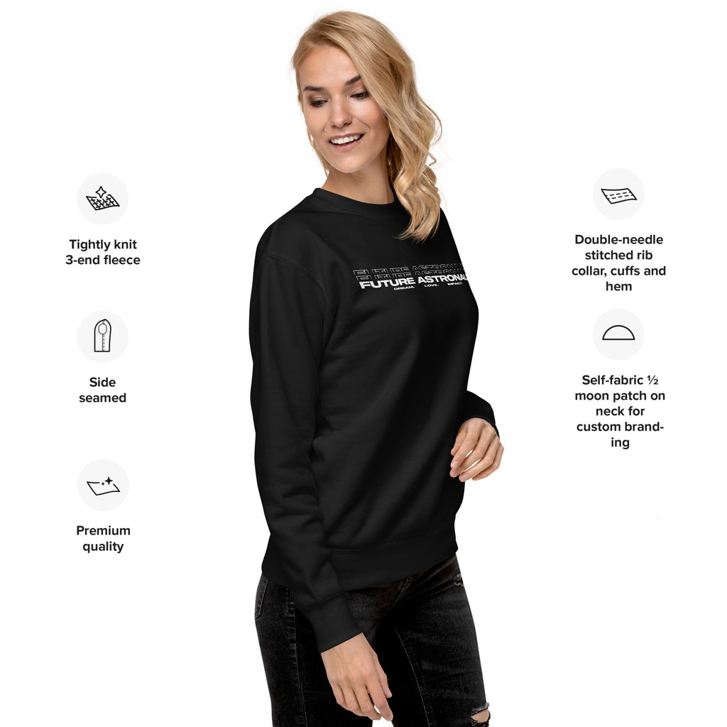 Future Astronaut Crewneck in black, right front view